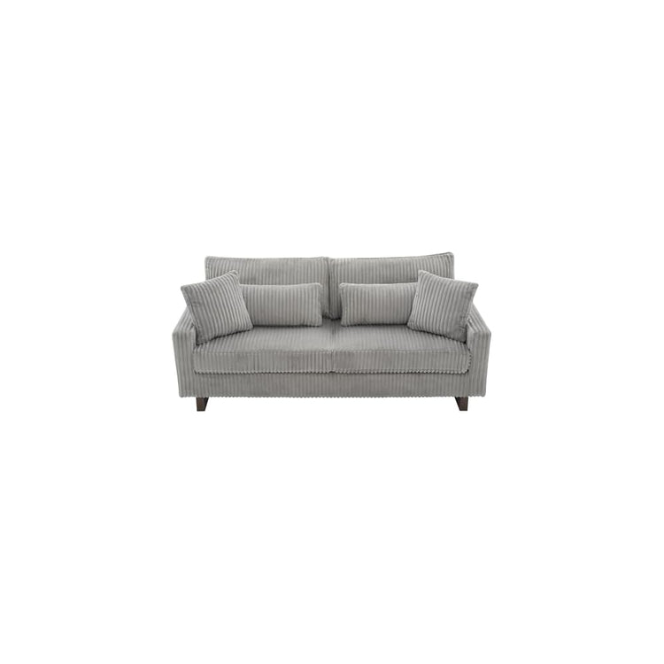 Christopher Knight Home Vincenzo 80.3" Corduroy Upholstered Loveseat with Wood Legs, Modern Loveseat Sofa Couch for Living Room with 4 Pillows, Soft Seating Lounge Sofa Chair with Armrest, Grey