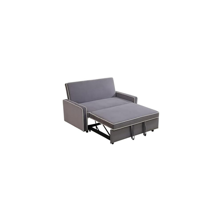 3-in-1 Convertible Sofa Sleeper Bed 2-Seat Comfy Lounge Loveseat with Adjustable Backrest, Flannel Pull Out Fabric Lazy Couch Chaise, Perfect for Home Apartment Dorm Office Living Room, Gray