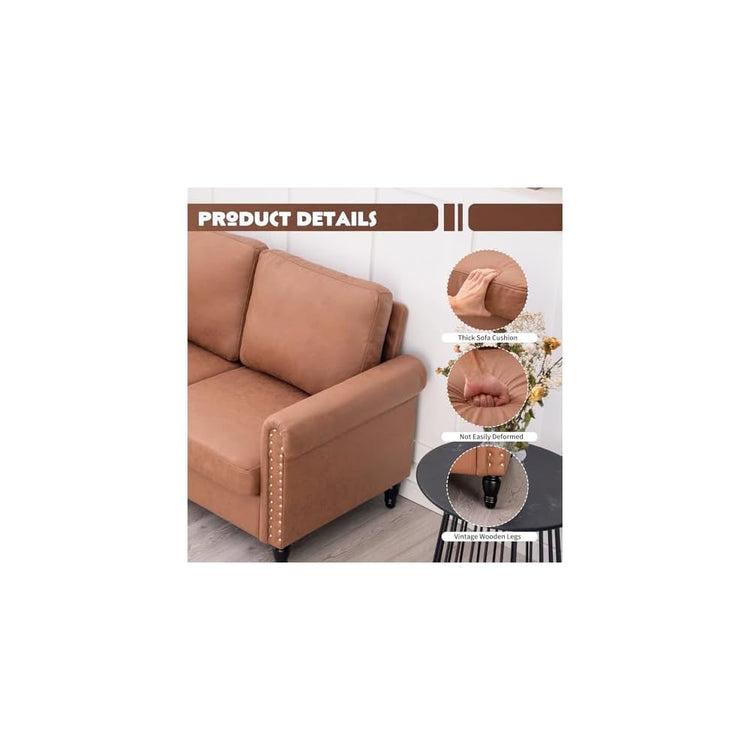 J.C.UP 57’’ Loveseat Sofa Couch，Love Seat for Small Spaces, Upholstered 2 Seat Sofa Couches, Small Sofas with Solid Wood Legs Suitable for Living Room, Bedroom, Apartment