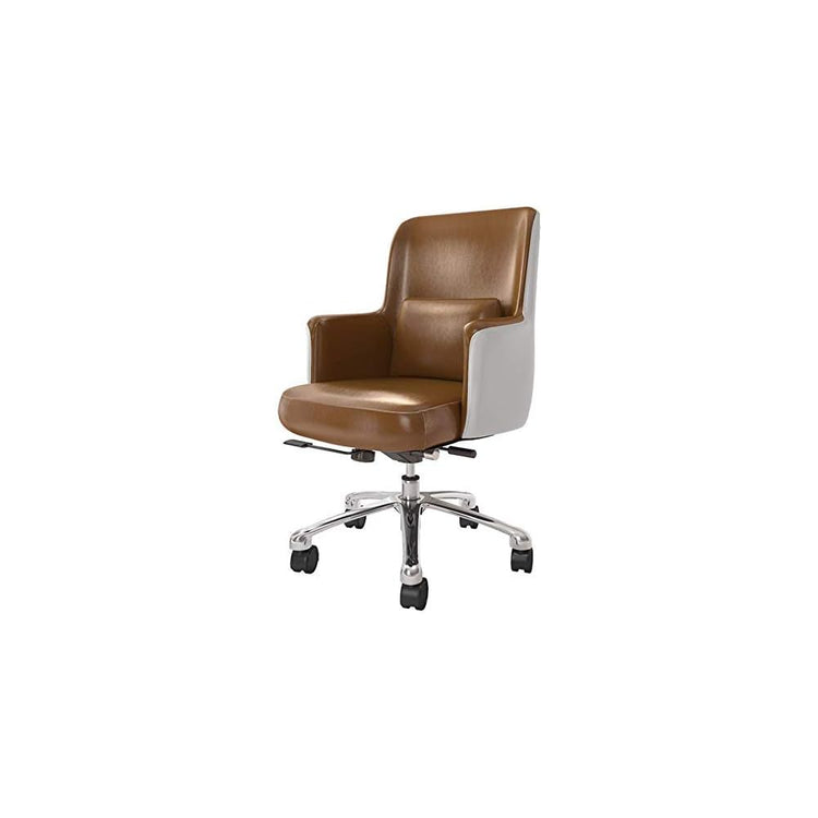 Artificial Leather Executive Office Chair Home Computer Chair Backrest Desk Chair U-Shaped Wrap Backrest/Detachable Lumbar Pillow Car Cushion High Load Capacity Brown