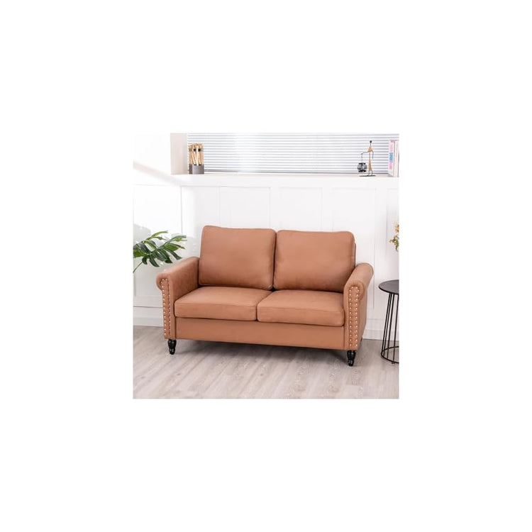 J.C.UP 57’’ Loveseat Sofa Couch，Love Seat for Small Spaces, Upholstered 2 Seat Sofa Couches, Small Sofas with Solid Wood Legs Suitable for Living Room, Bedroom, Apartment
