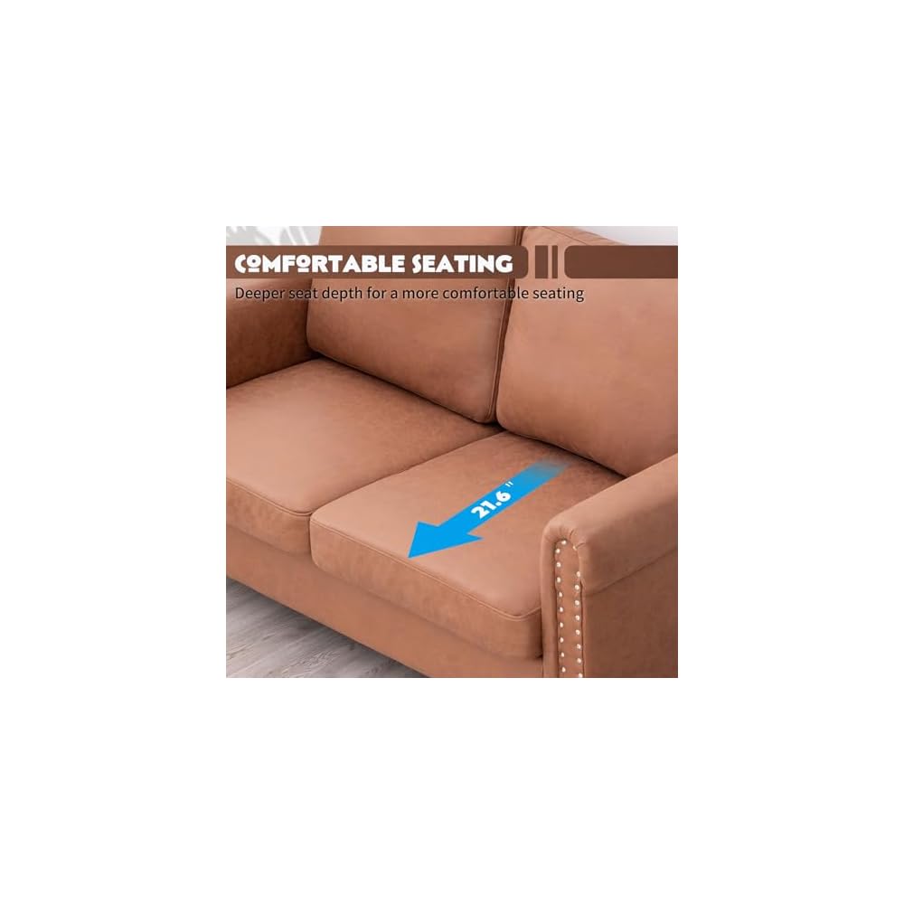 J.C.UP 57’’ Loveseat Sofa Couch，Love Seat for Small Spaces, Upholstered 2 Seat Sofa Couches, Small Sofas with Solid Wood Legs Suitable for Living Room, Bedroom, Apartment