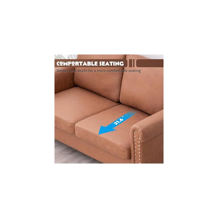 J.C.UP 57’’ Loveseat Sofa Couch，Love Seat for Small Spaces, Upholstered 2 Seat Sofa Couches, Small Sofas with Solid Wood Legs Suitable for Living Room, Bedroom, Apartment