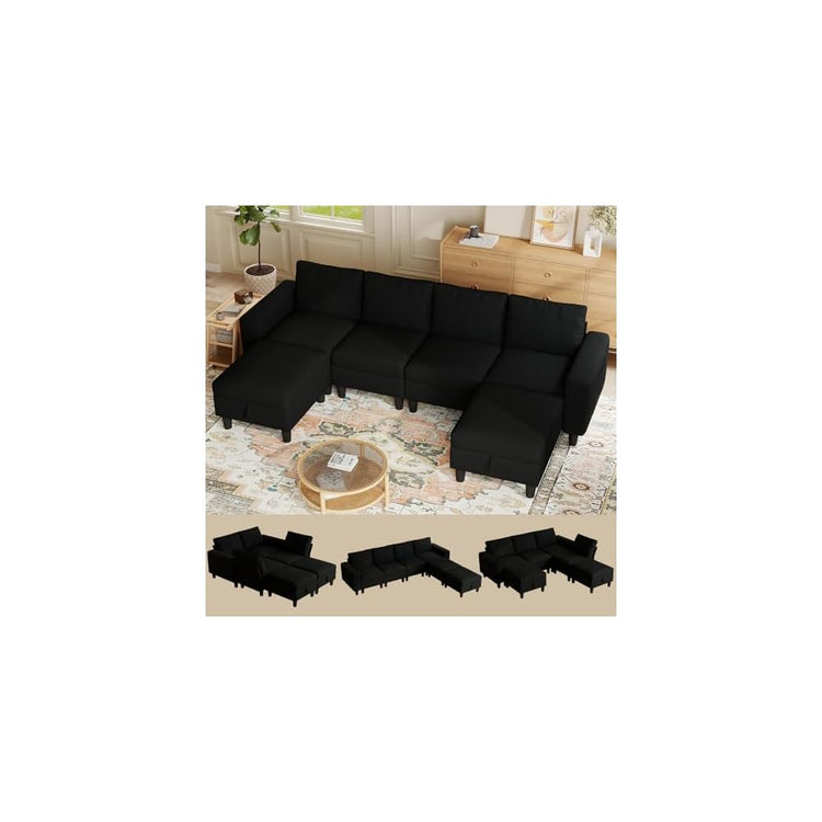 110" Modular Sectional Couch with Adjustable Backrest for Living Room