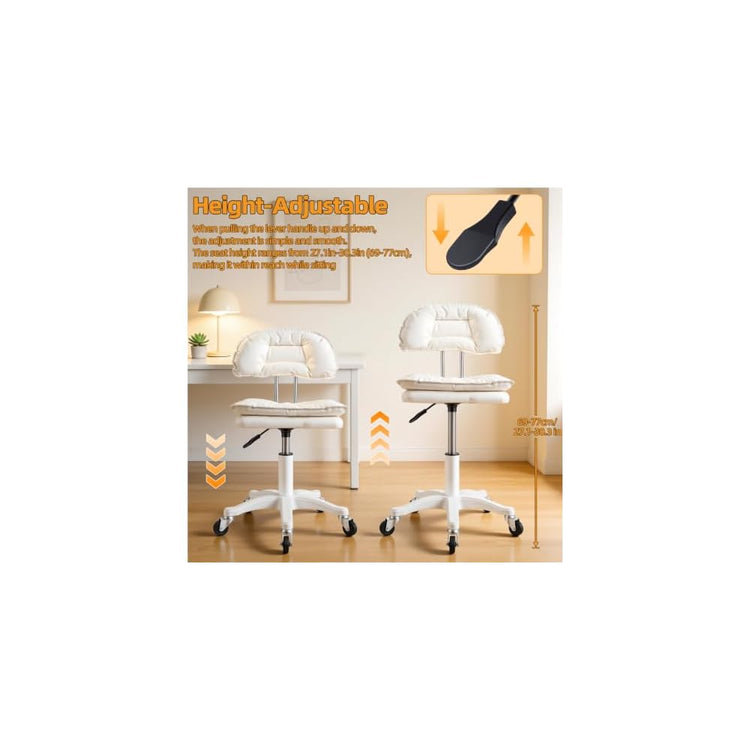 BENBOR Armless Faux Leather Vanity Chair, Adjustable Home Office Desk Chair