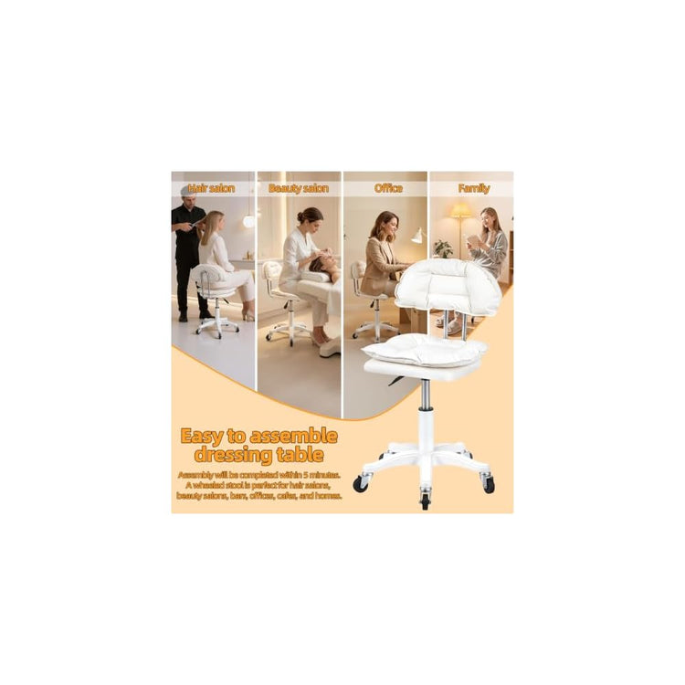 BENBOR Armless Faux Leather Vanity Chair, Adjustable Home Office Desk Chair